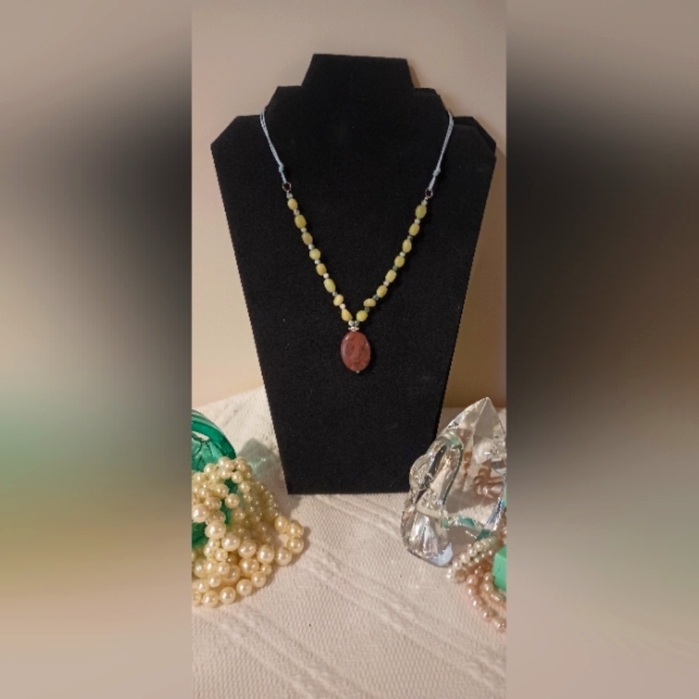 Glass Lampwork Bead Necklace / Mix Of Glass, Acrylic, Gemstones Beads - Picture 9 of 12